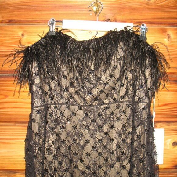 Mac Duggal 68140 Womens Black Embellished Feather Strapless Column Dress - Picture 7 of 14